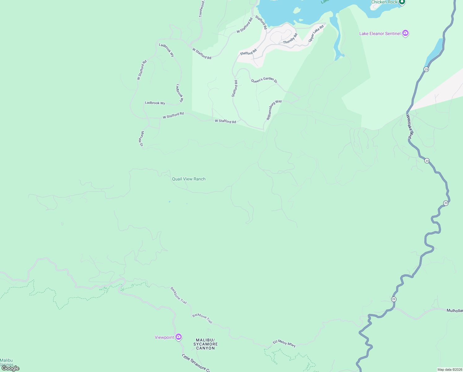 map of restaurants, bars, coffee shops, grocery stores, and more near 115 West Carlisle Road in Westlake Village