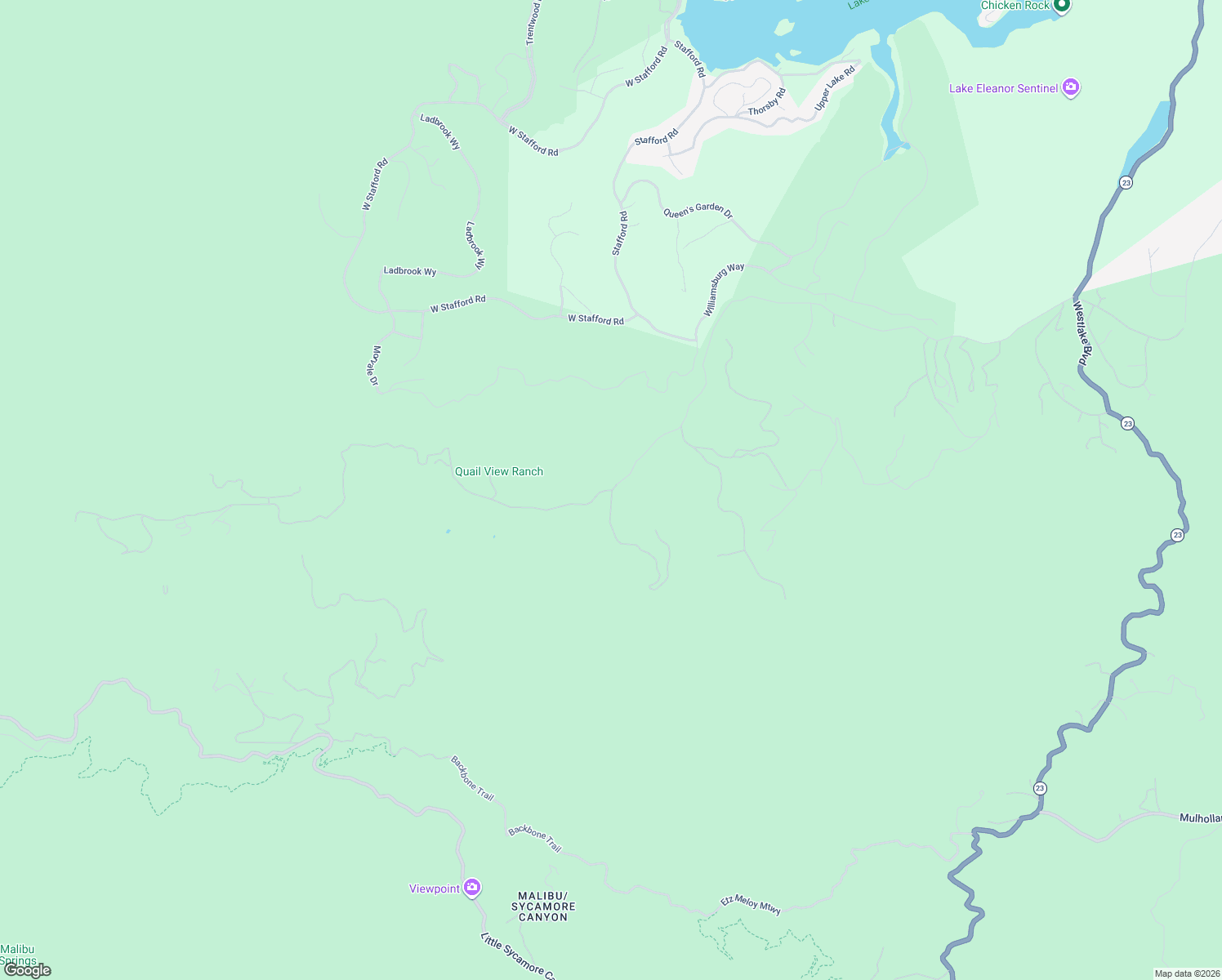 map of restaurants, bars, coffee shops, grocery stores, and more near 102 West Carlisle Road in Westlake Village