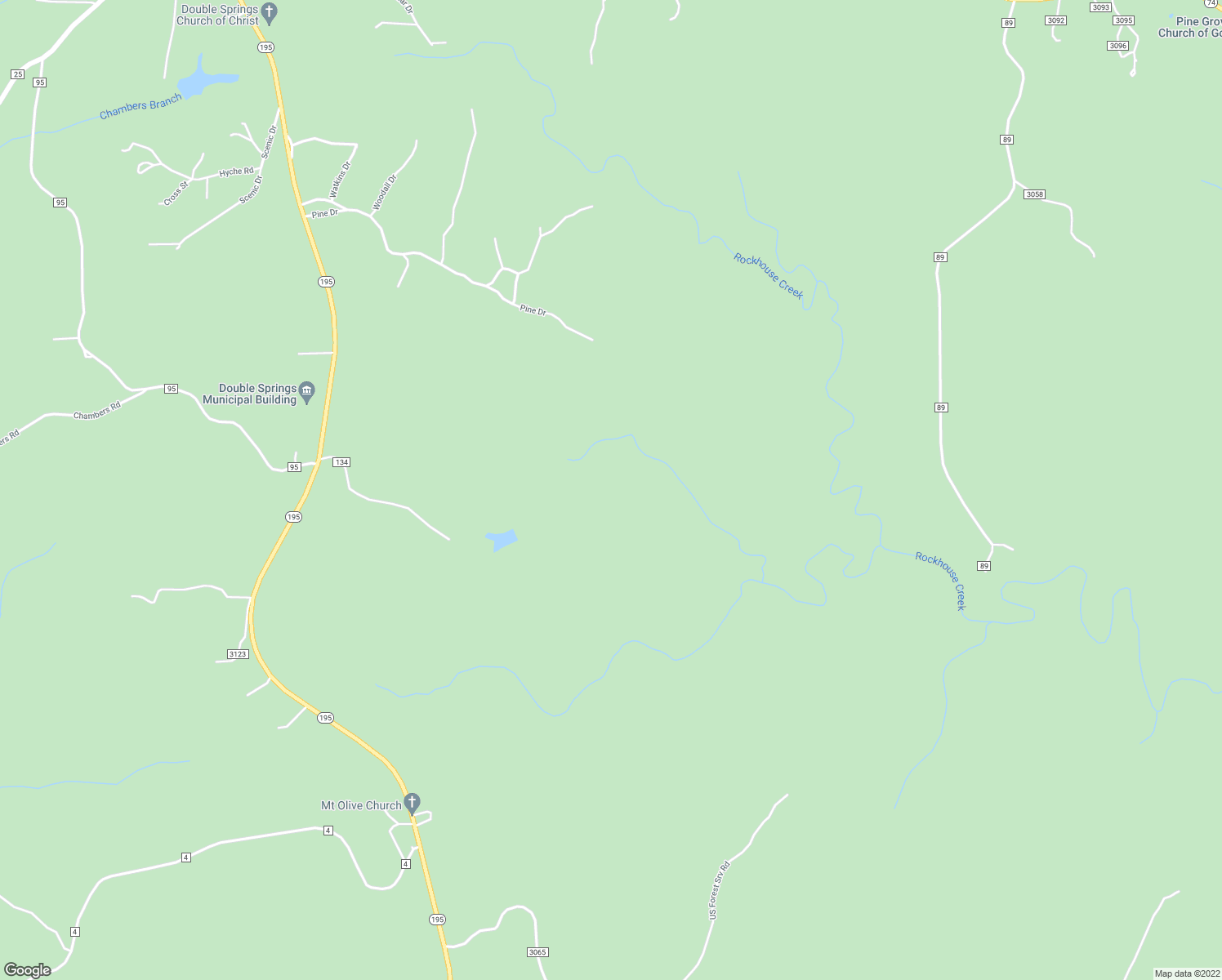 map of restaurants, bars, coffee shops, grocery stores, and more near 987 Pine Drive in Double Springs