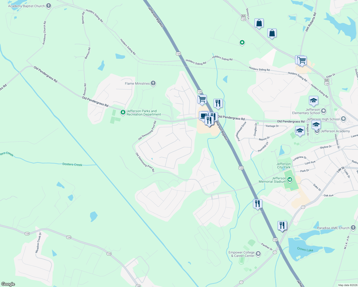 map of restaurants, bars, coffee shops, grocery stores, and more near 238 Liberty Drive in Jefferson