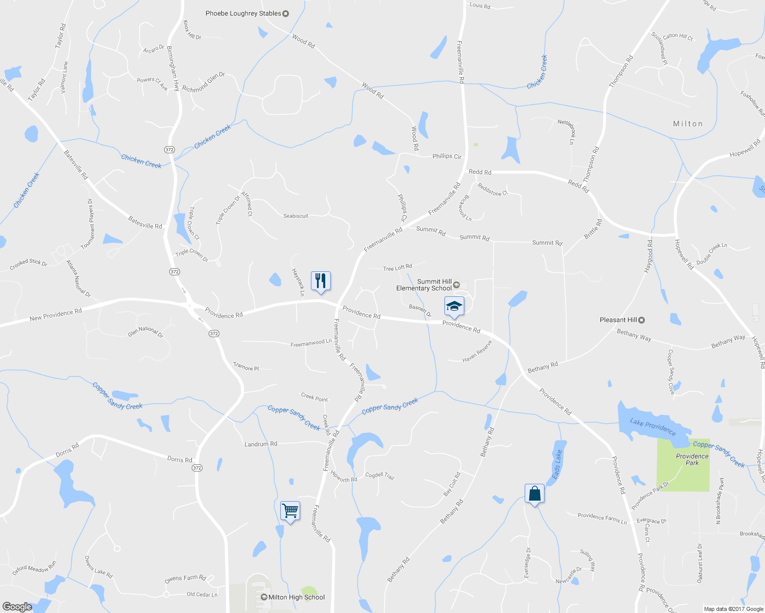 map of restaurants, bars, coffee shops, grocery stores, and more near 515 North Burgess Trail in Alpharetta
