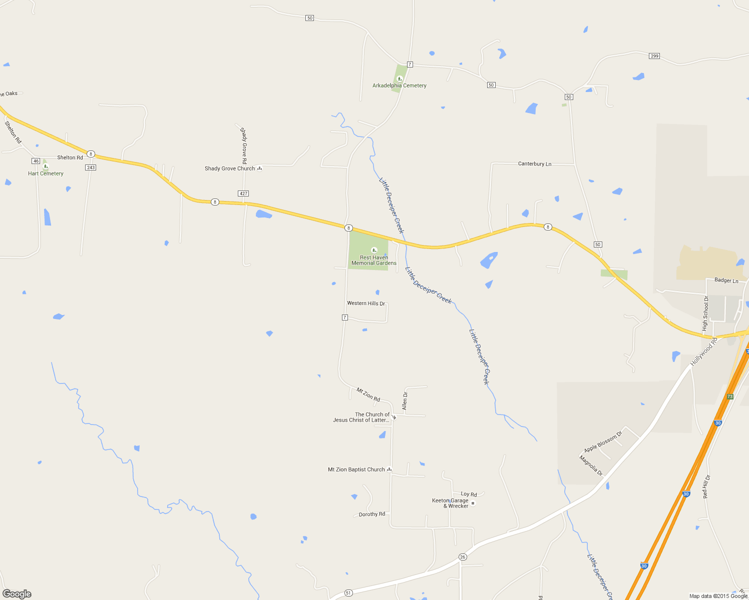 map of restaurants, bars, coffee shops, grocery stores, and more near 8 Western Hills Dr in Arkadelphia