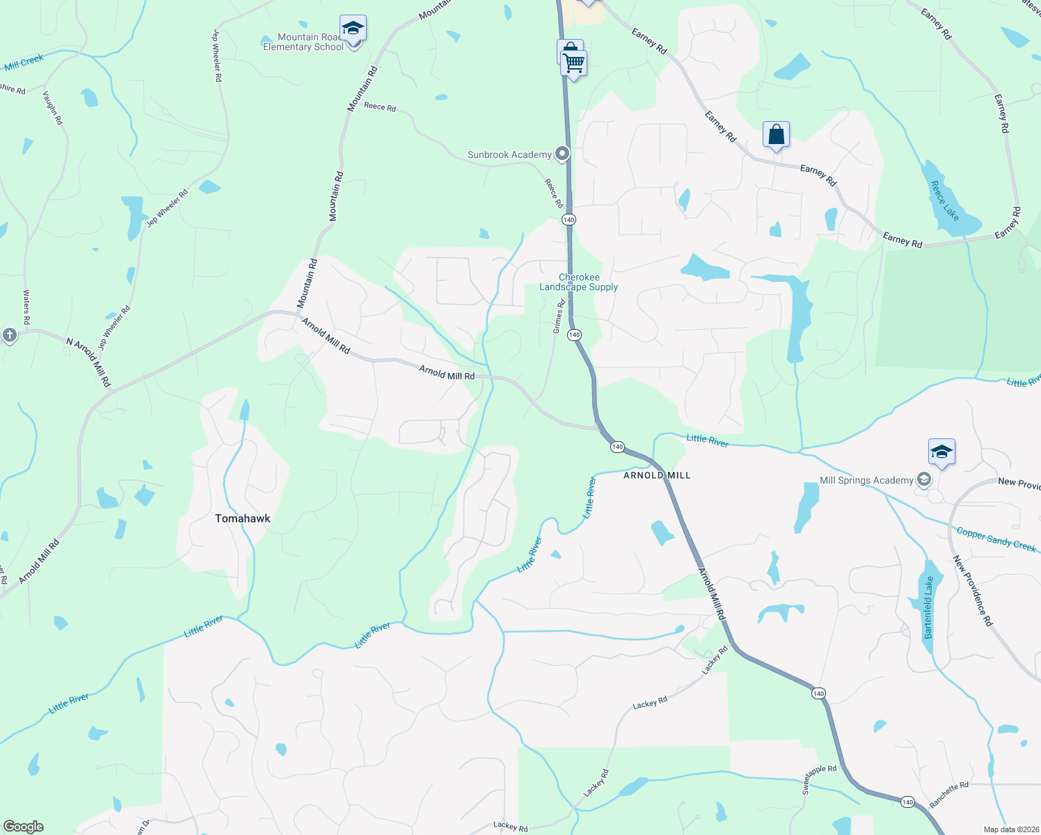 map of restaurants, bars, coffee shops, grocery stores, and more near 1058 Arnold Mill Road in Woodstock