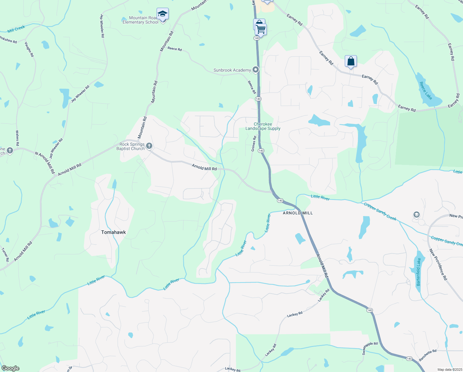 map of restaurants, bars, coffee shops, grocery stores, and more near 1058 Arnold Mill Road in Woodstock