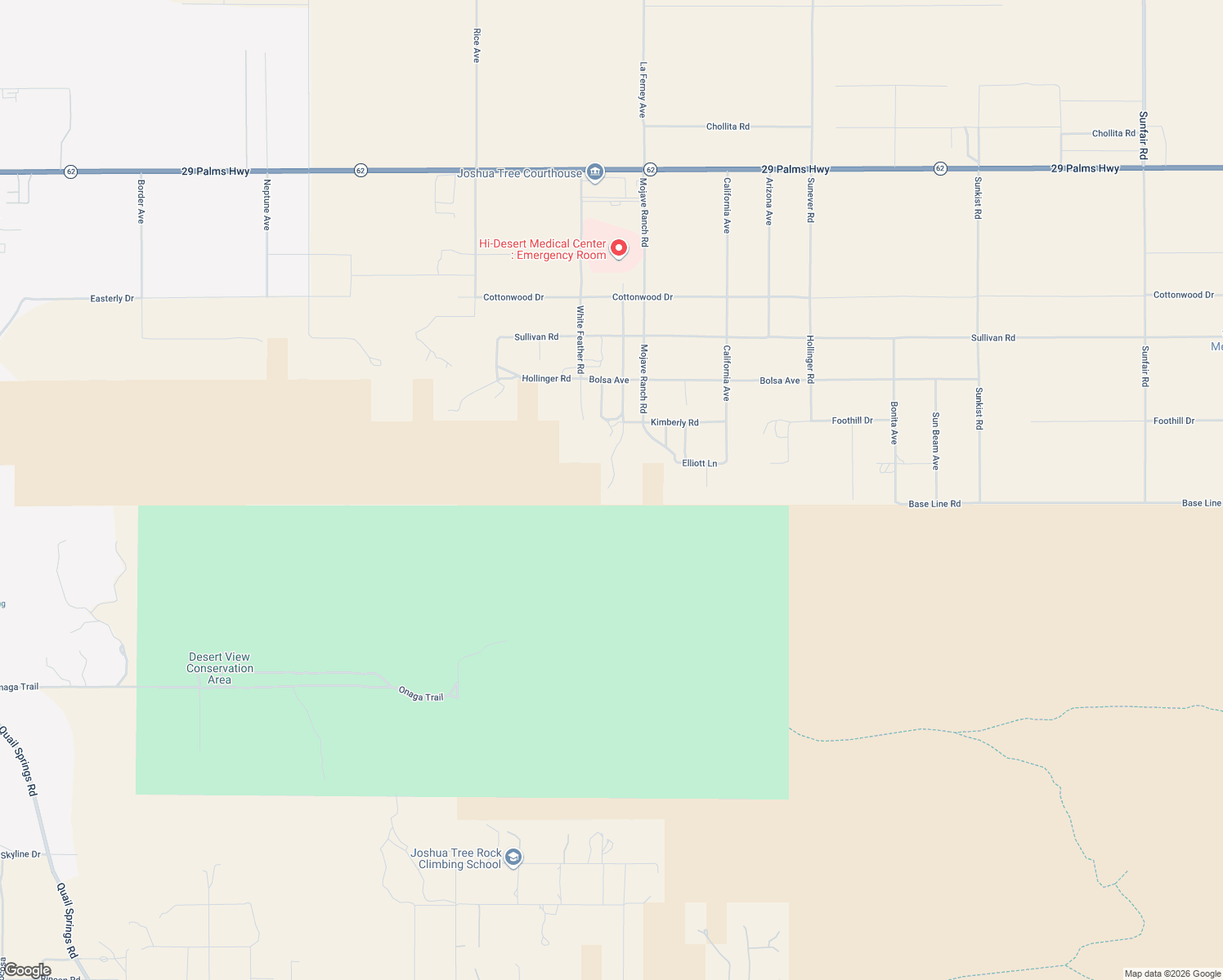 map of restaurants, bars, coffee shops, grocery stores, and more near 7250 Stoney Crest Drive in Joshua Tree