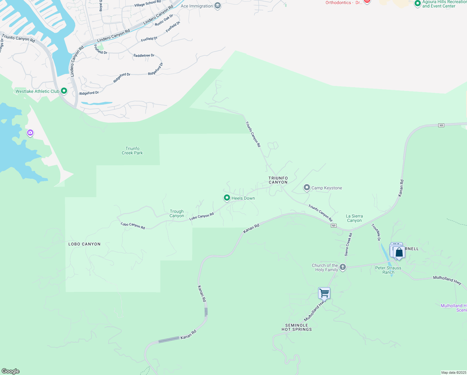 map of restaurants, bars, coffee shops, grocery stores, and more near 31145 Lobo Vista Road in Agoura Hills