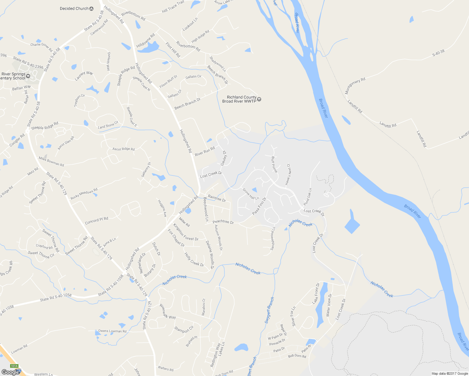 map of restaurants, bars, coffee shops, grocery stores, and more near 1617 Lost Creek Drive in Columbia