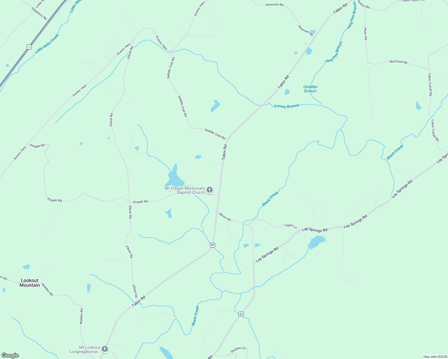 map of restaurants, bars, coffee shops, grocery stores, and more near 7521 Tabor Road in Gadsden