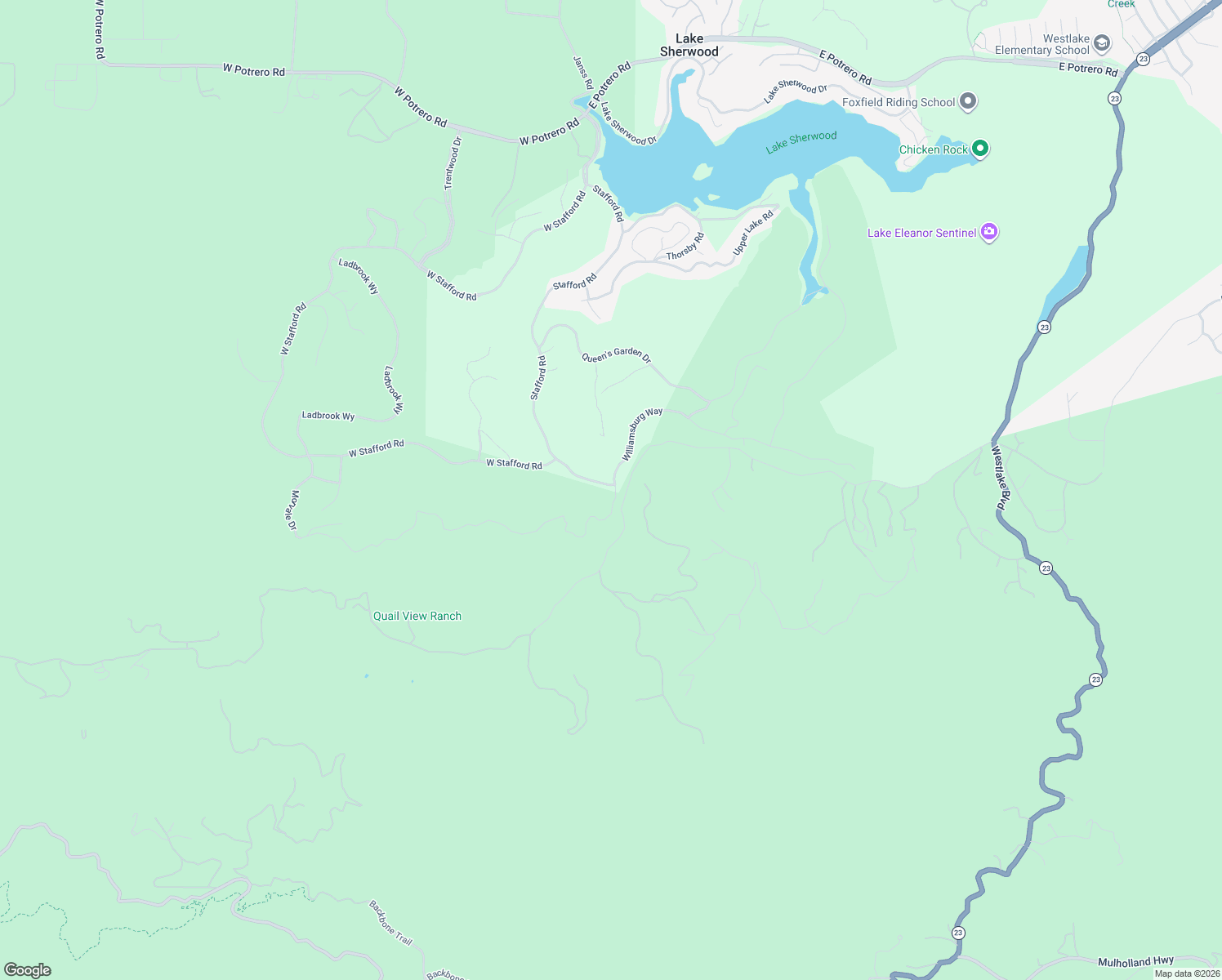 map of restaurants, bars, coffee shops, grocery stores, and more near 3063 West Stafford Road in Thousand Oaks