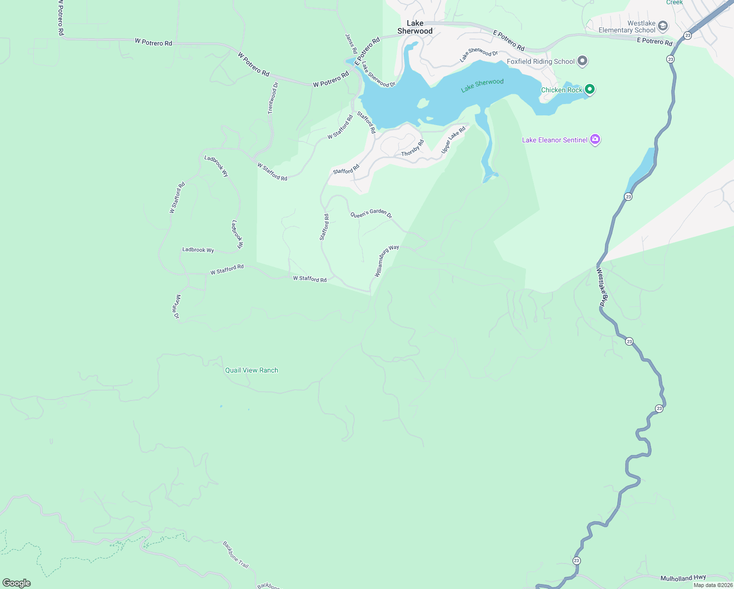 map of restaurants, bars, coffee shops, grocery stores, and more near 3063 West Stafford Road in Thousand Oaks