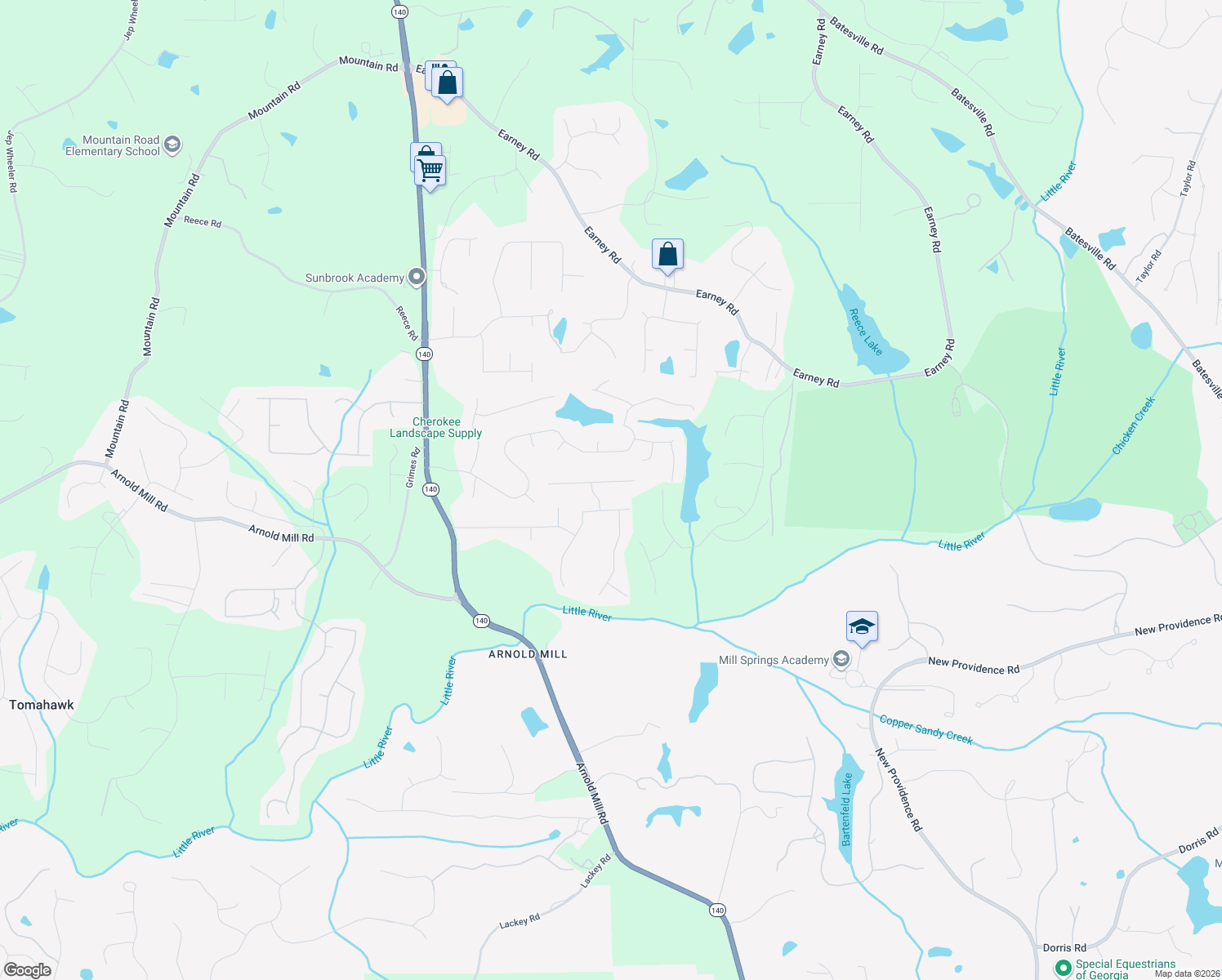 map of restaurants, bars, coffee shops, grocery stores, and more near 723 Jett Rd in Woodstock