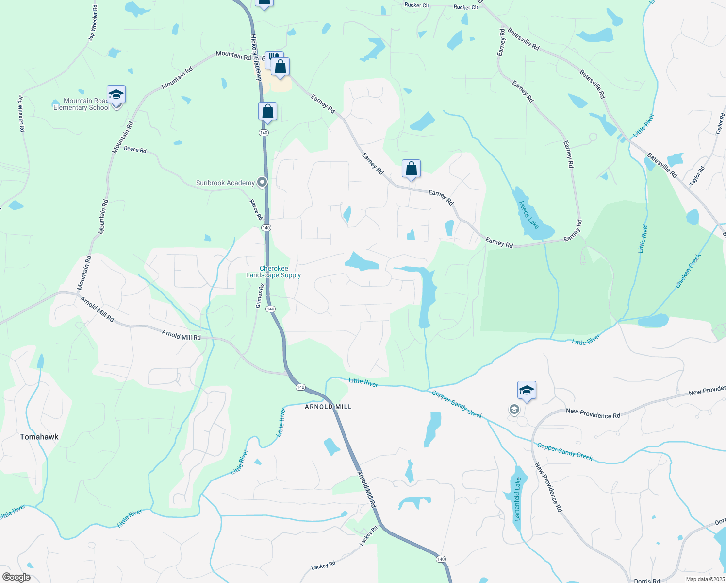 map of restaurants, bars, coffee shops, grocery stores, and more near 152 Plantation Trce in Woodstock