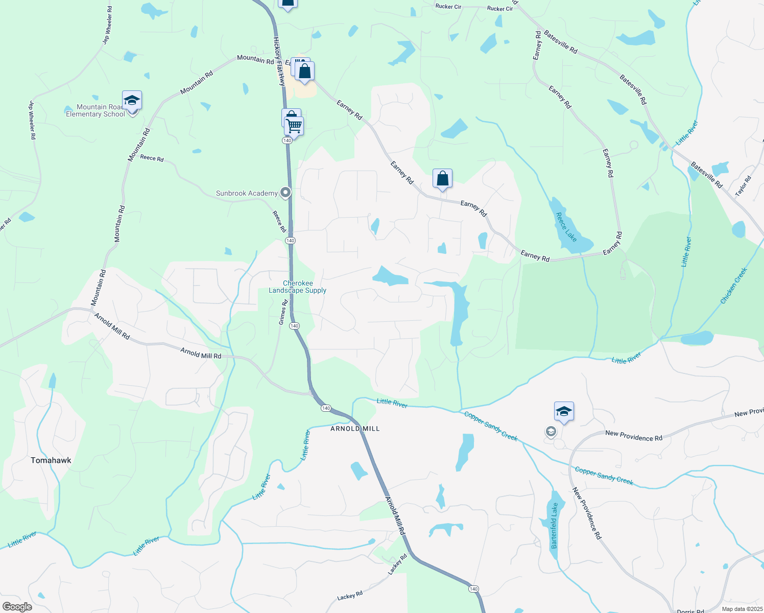map of restaurants, bars, coffee shops, grocery stores, and more near 152 Plantation Trce in Woodstock