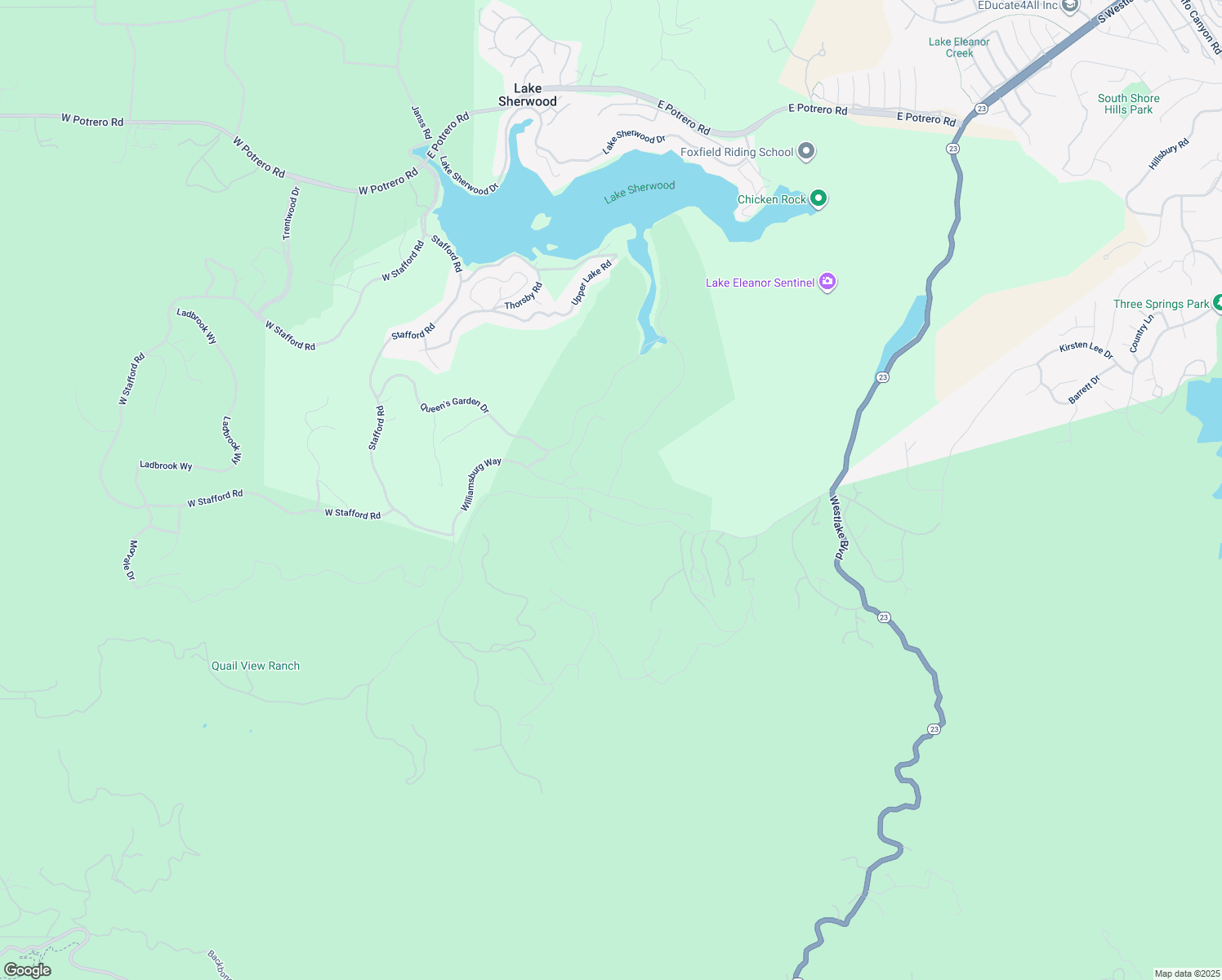 map of restaurants, bars, coffee shops, grocery stores, and more near 2991 Calbourne Lane in Westlake Village