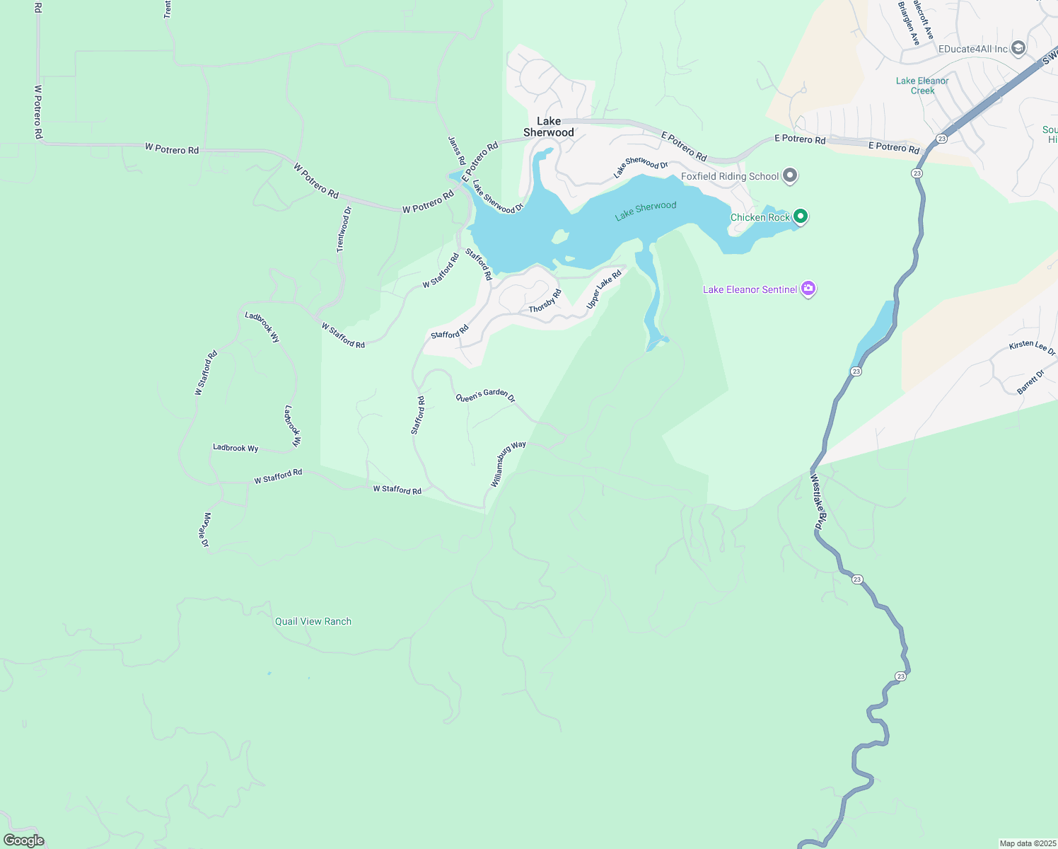 map of restaurants, bars, coffee shops, grocery stores, and more near 82 Queen's Garden Drive in Thousand Oaks