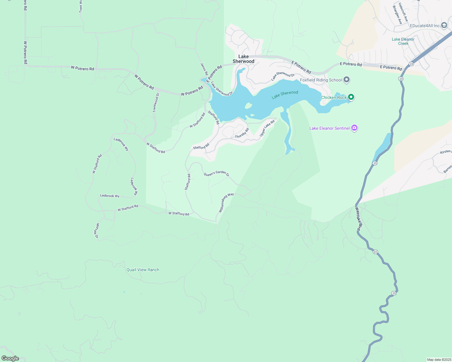 map of restaurants, bars, coffee shops, grocery stores, and more near 112 Hampstead Court in Westlake Village