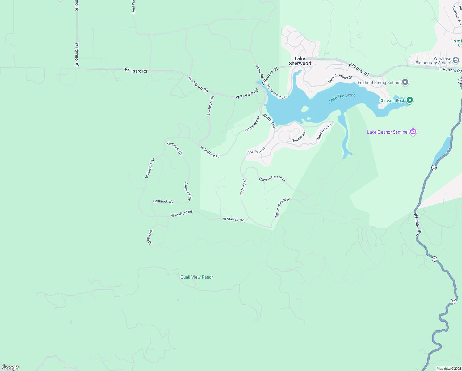 map of restaurants, bars, coffee shops, grocery stores, and more near 2705 Elderoak Road in Thousand Oaks