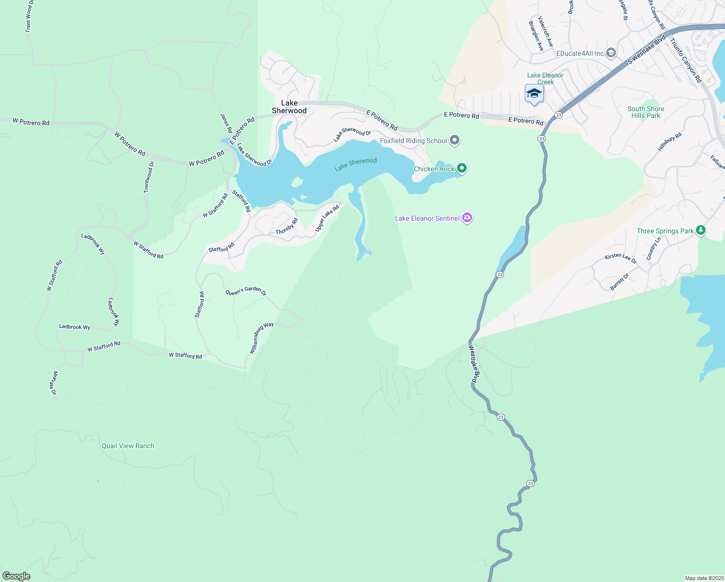 map of restaurants, bars, coffee shops, grocery stores, and more near 2775 Calbourne Lane in Westlake Village