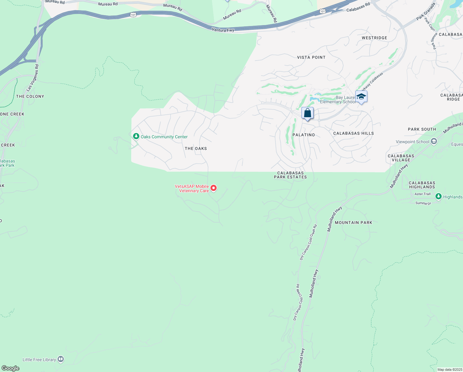 map of restaurants, bars, coffee shops, grocery stores, and more near 25242 Prado Del Misterio in Calabasas