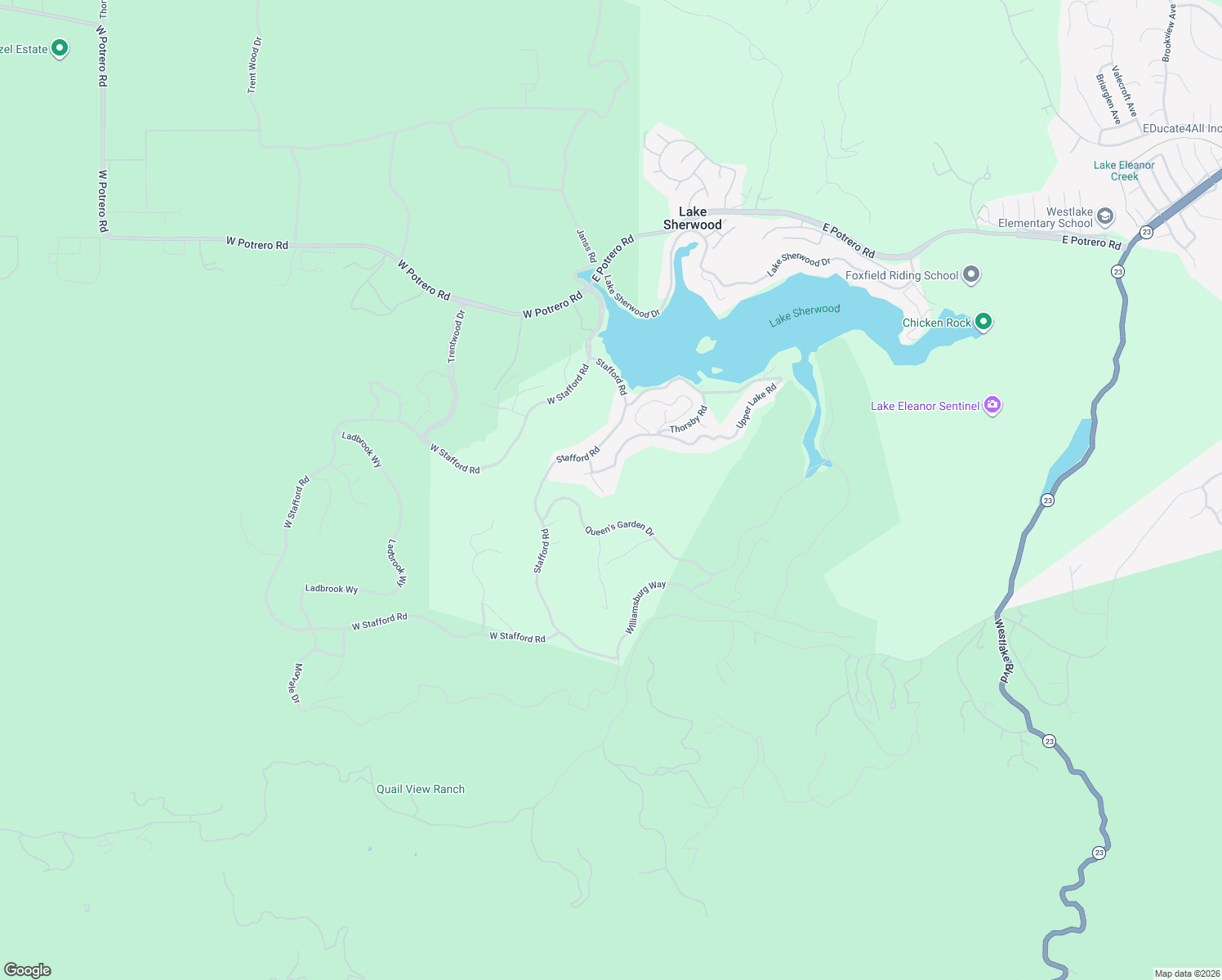 map of restaurants, bars, coffee shops, grocery stores, and more near 2518 Hereford Road in Lake Sherwood