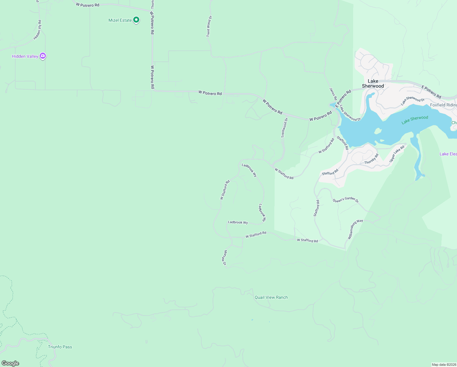 map of restaurants, bars, coffee shops, grocery stores, and more near 508 West Stafford Road in Thousand Oaks