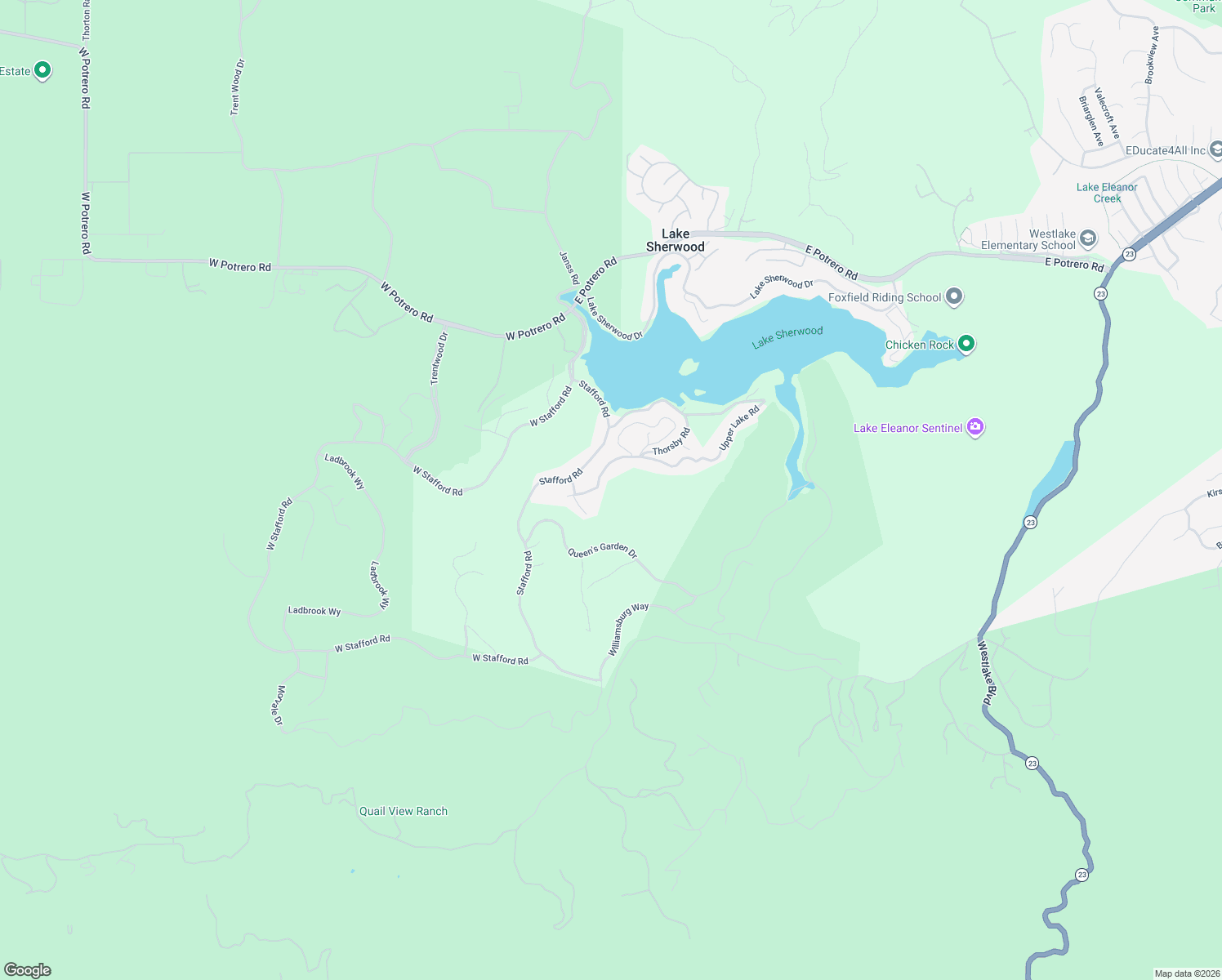 map of restaurants, bars, coffee shops, grocery stores, and more near 2518 Hereford Road in Ventura County