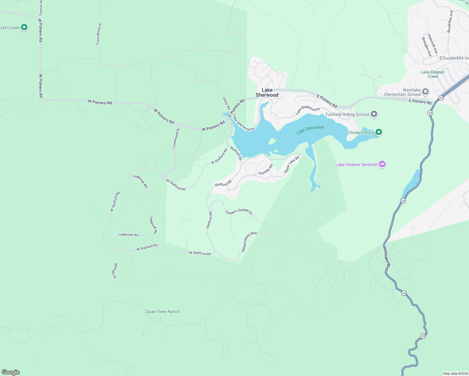 map of restaurants, bars, coffee shops, grocery stores, and more near 2518 Hereford Road in Ventura County