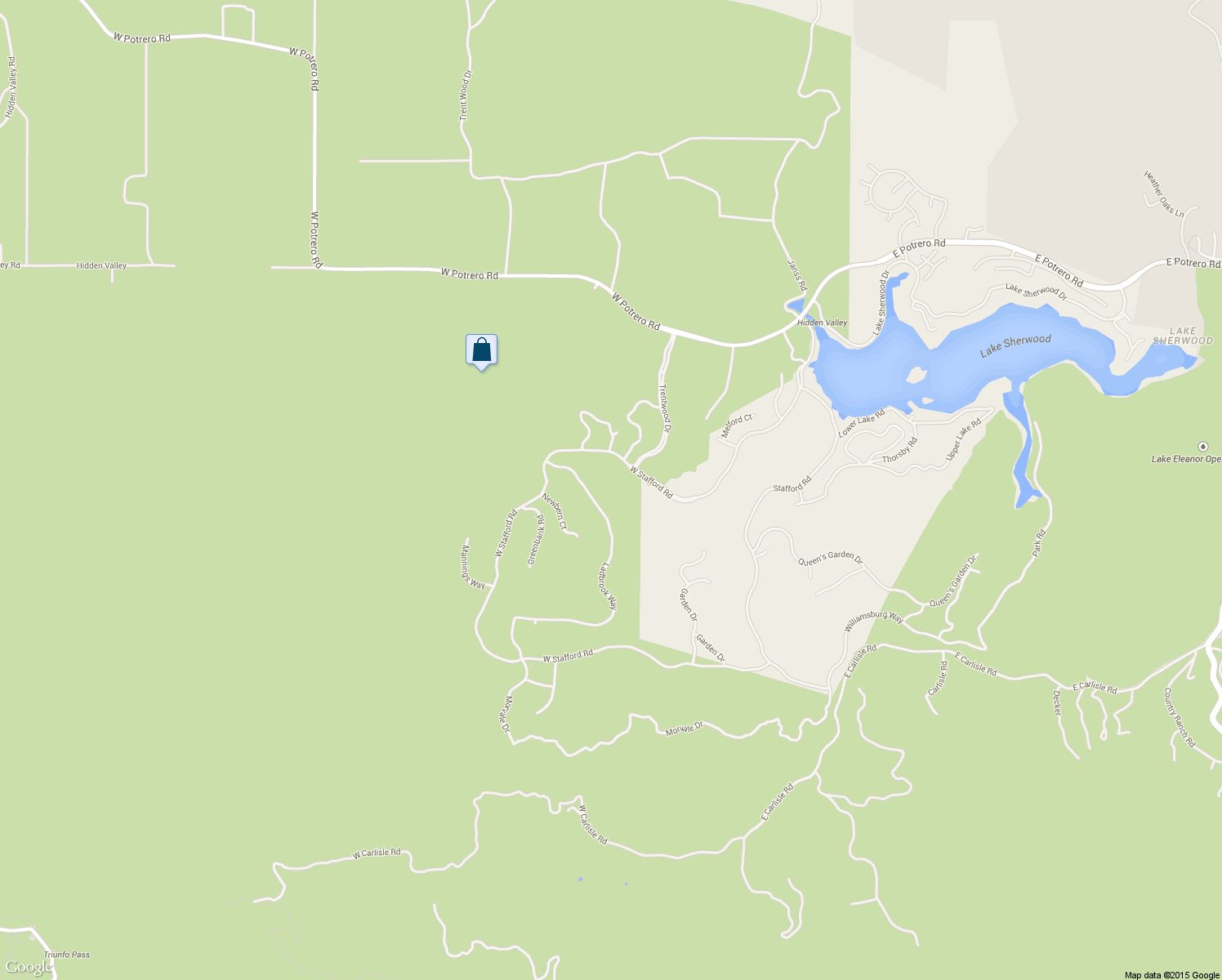 map of restaurants, bars, coffee shops, grocery stores, and more near 390 West Stafford Road in Thousand Oaks