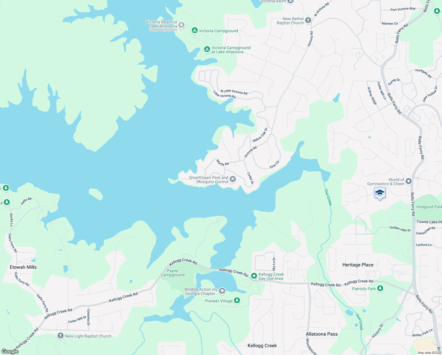 map of restaurants, bars, coffee shops, grocery stores, and more near 912 Oak Drive in Woodstock
