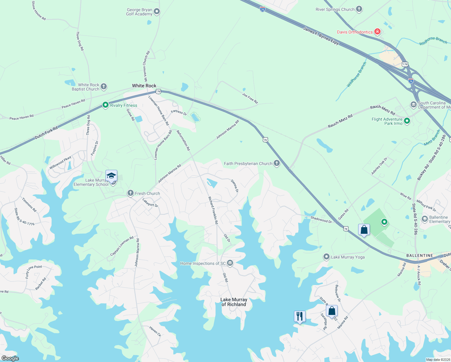 map of restaurants, bars, coffee shops, grocery stores, and more near 327 Sienna Dr in Chapin