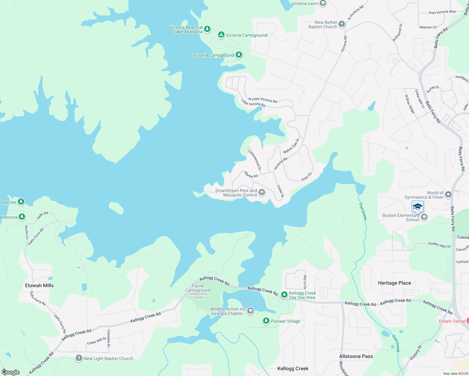 map of restaurants, bars, coffee shops, grocery stores, and more near 903 Oak Drive in Woodstock