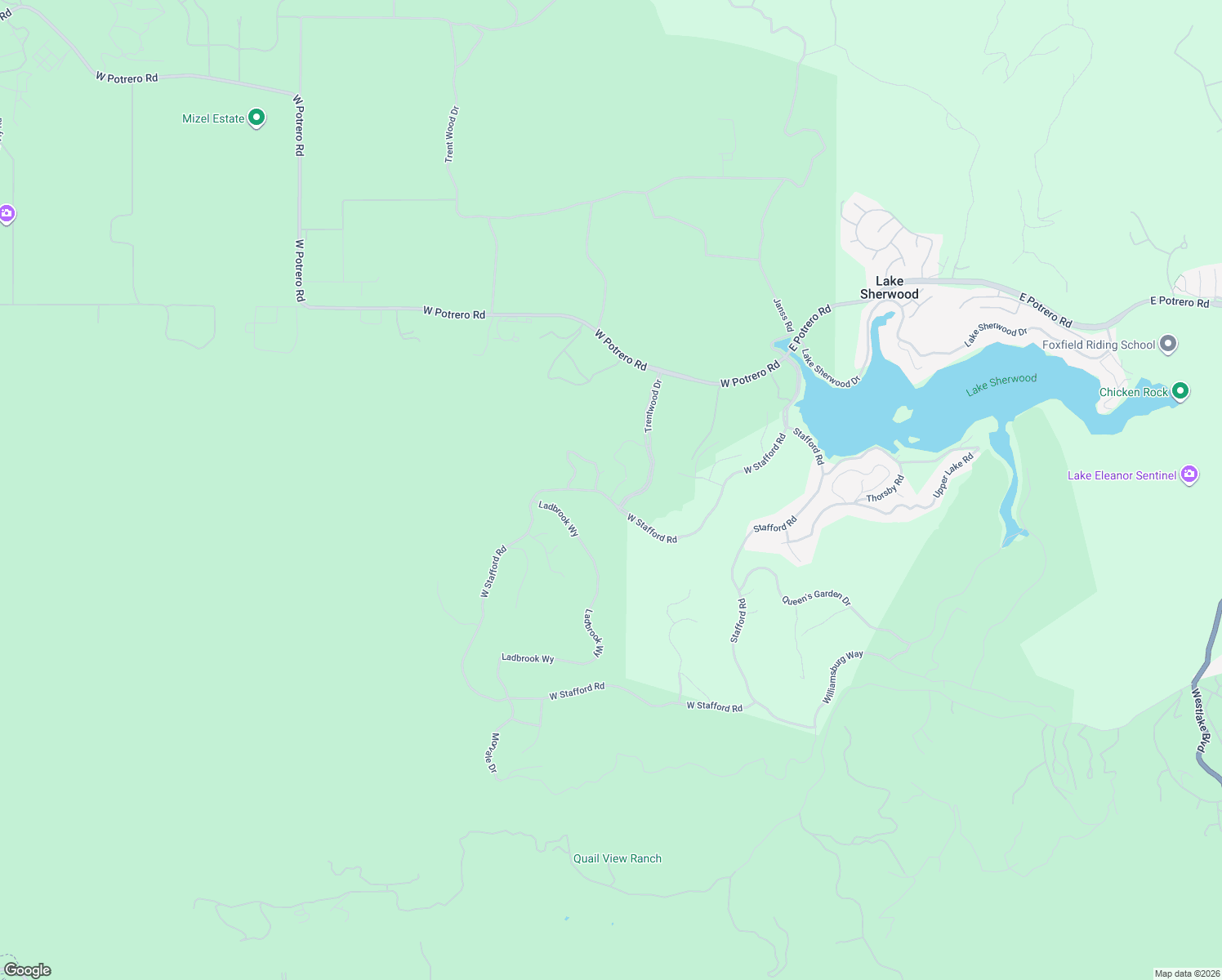 map of restaurants, bars, coffee shops, grocery stores, and more near 2479 Swanfield Court in Thousand Oaks