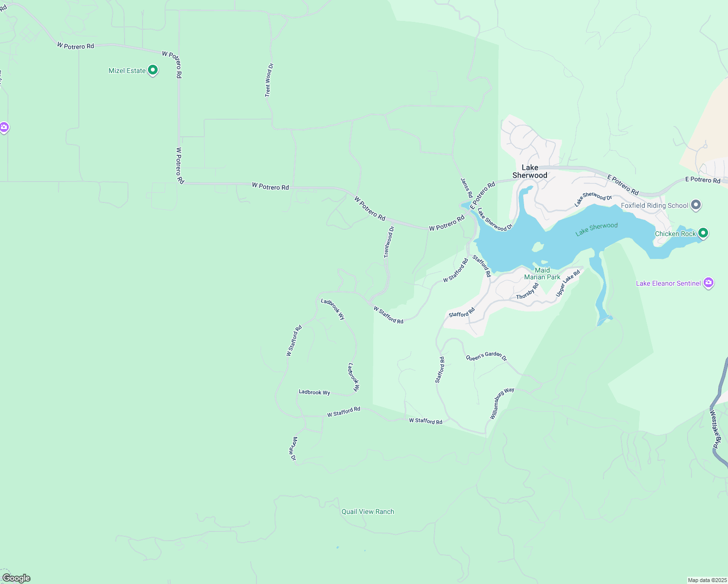 map of restaurants, bars, coffee shops, grocery stores, and more near 2479 Swanfield Court in Thousand Oaks