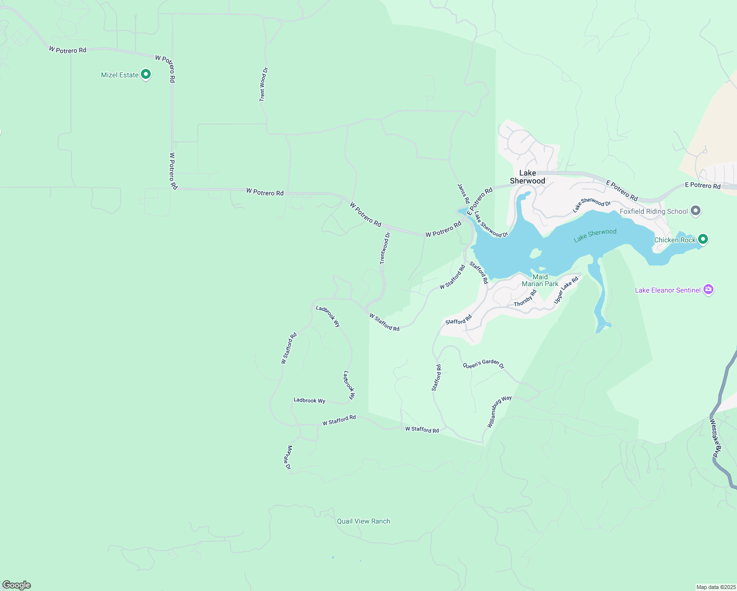 map of restaurants, bars, coffee shops, grocery stores, and more near 2443 Swanfield Court in Thousand Oaks