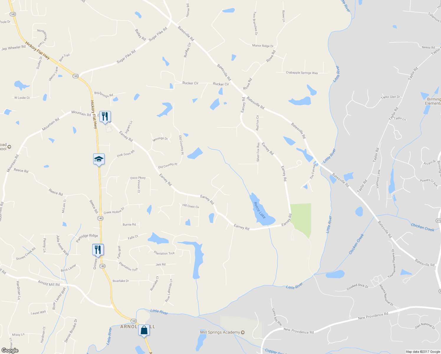 map of restaurants, bars, coffee shops, grocery stores, and more near 216 Cherokee Springs Way in Woodstock