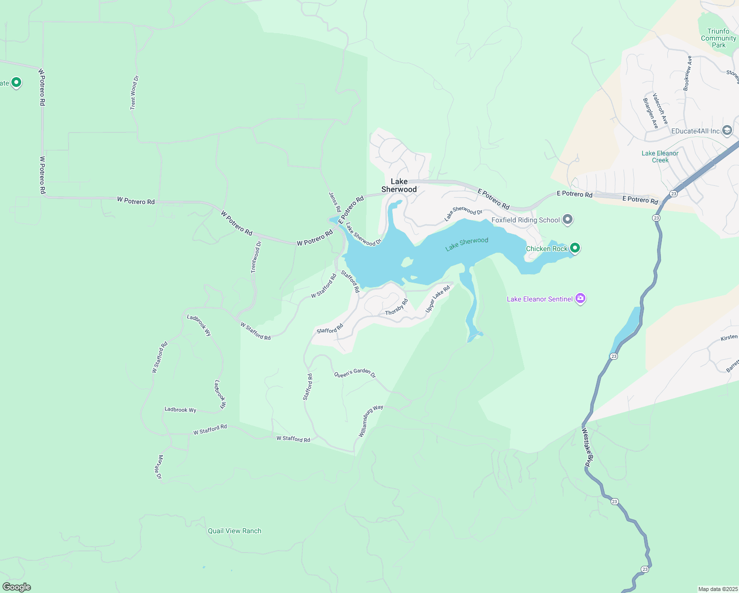 map of restaurants, bars, coffee shops, grocery stores, and more near 10 Lower Lake Road in Ventura County