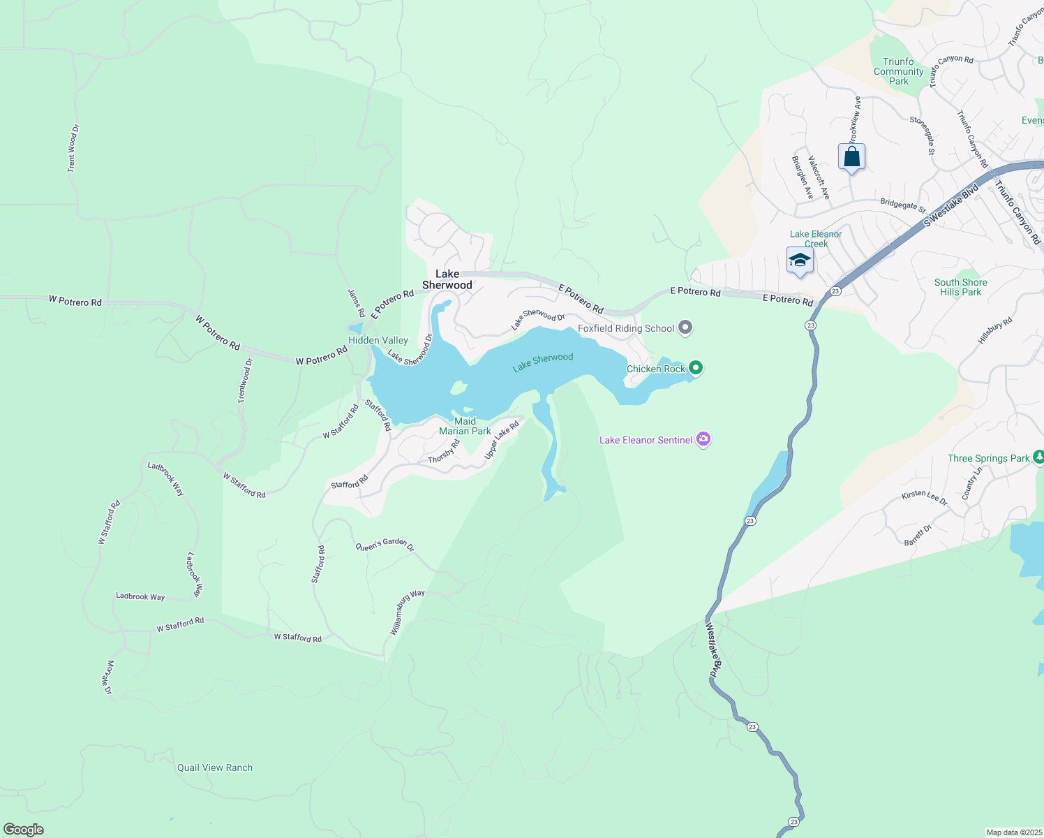 map of restaurants, bars, coffee shops, grocery stores, and more near 500 Lower Lake Road in Westlake Village