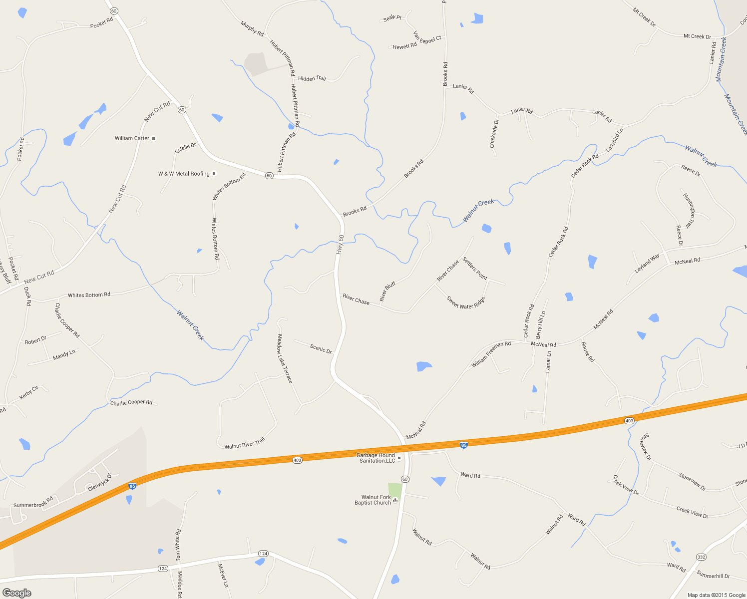 map of restaurants, bars, coffee shops, grocery stores, and more near 27 River Bluff in Hoschton