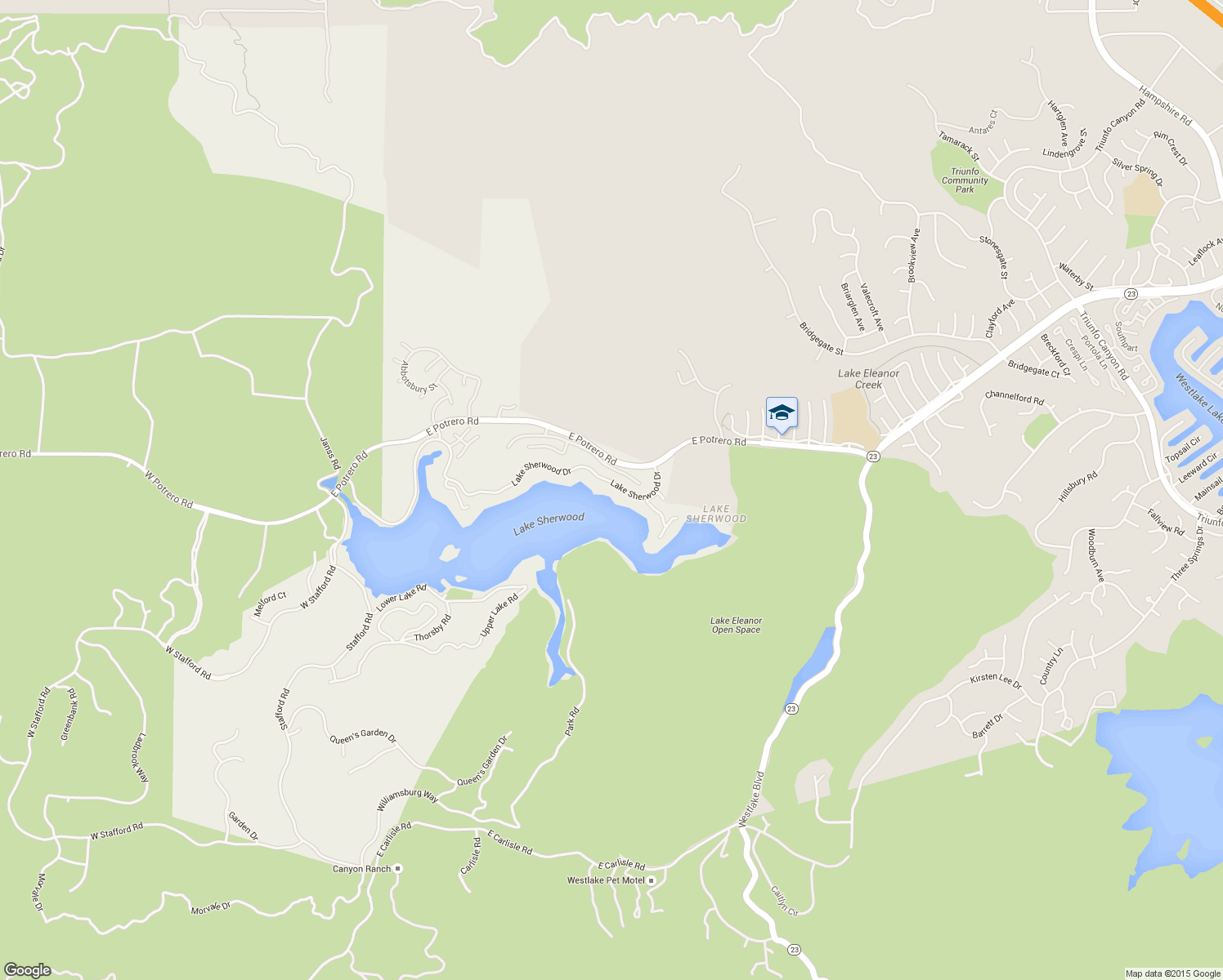 map of restaurants, bars, coffee shops, grocery stores, and more near 800 Lake Sherwood Dr in Westlake Village