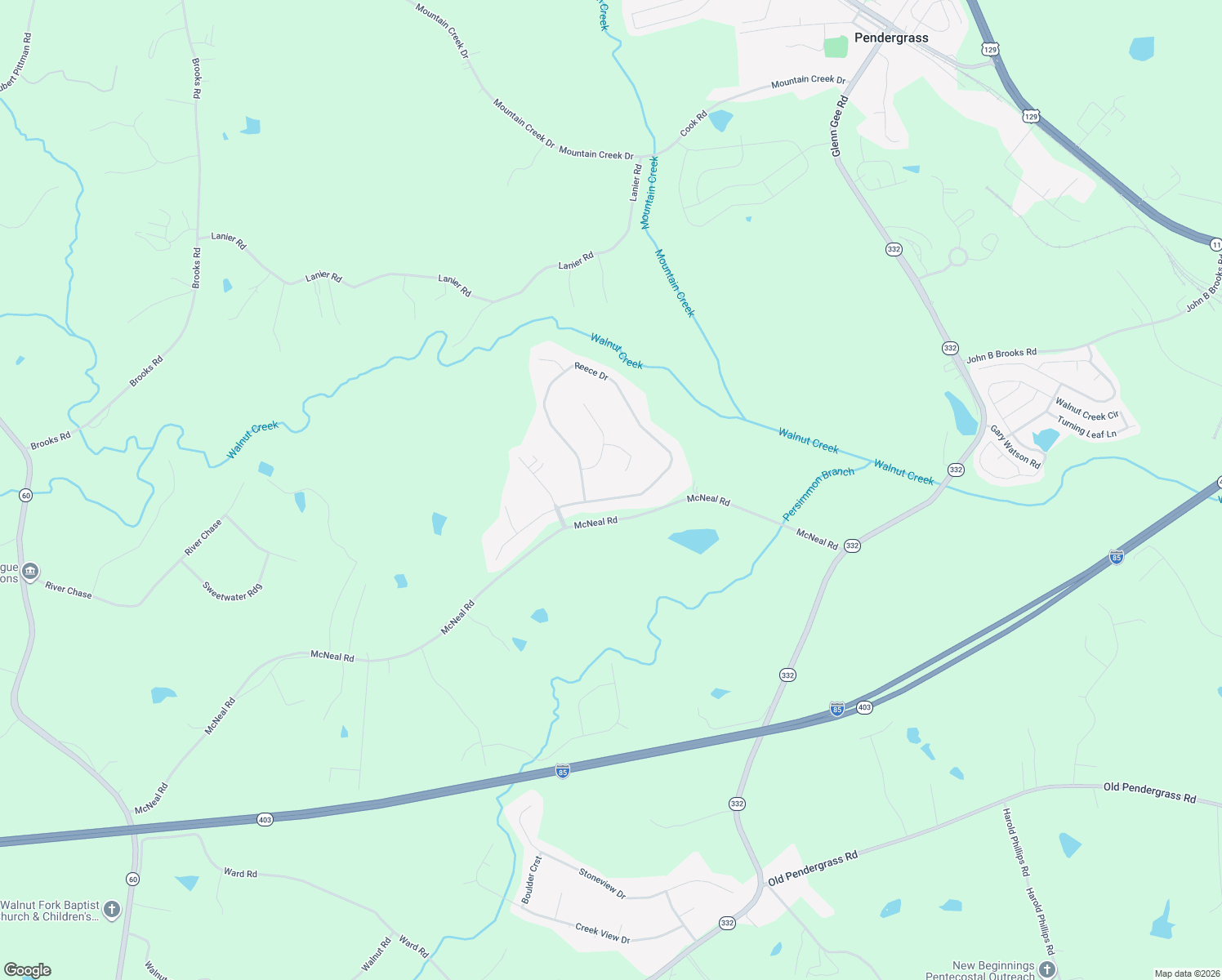 map of restaurants, bars, coffee shops, grocery stores, and more near 163 Reece Drive in Hoschton