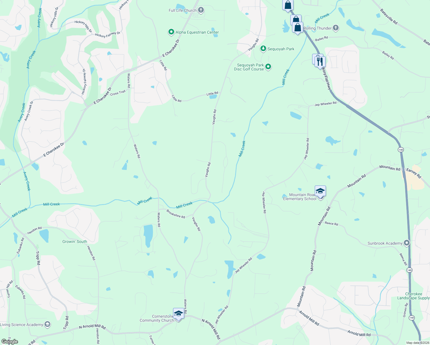 map of restaurants, bars, coffee shops, grocery stores, and more near 5680 Vaughn Road in Canton