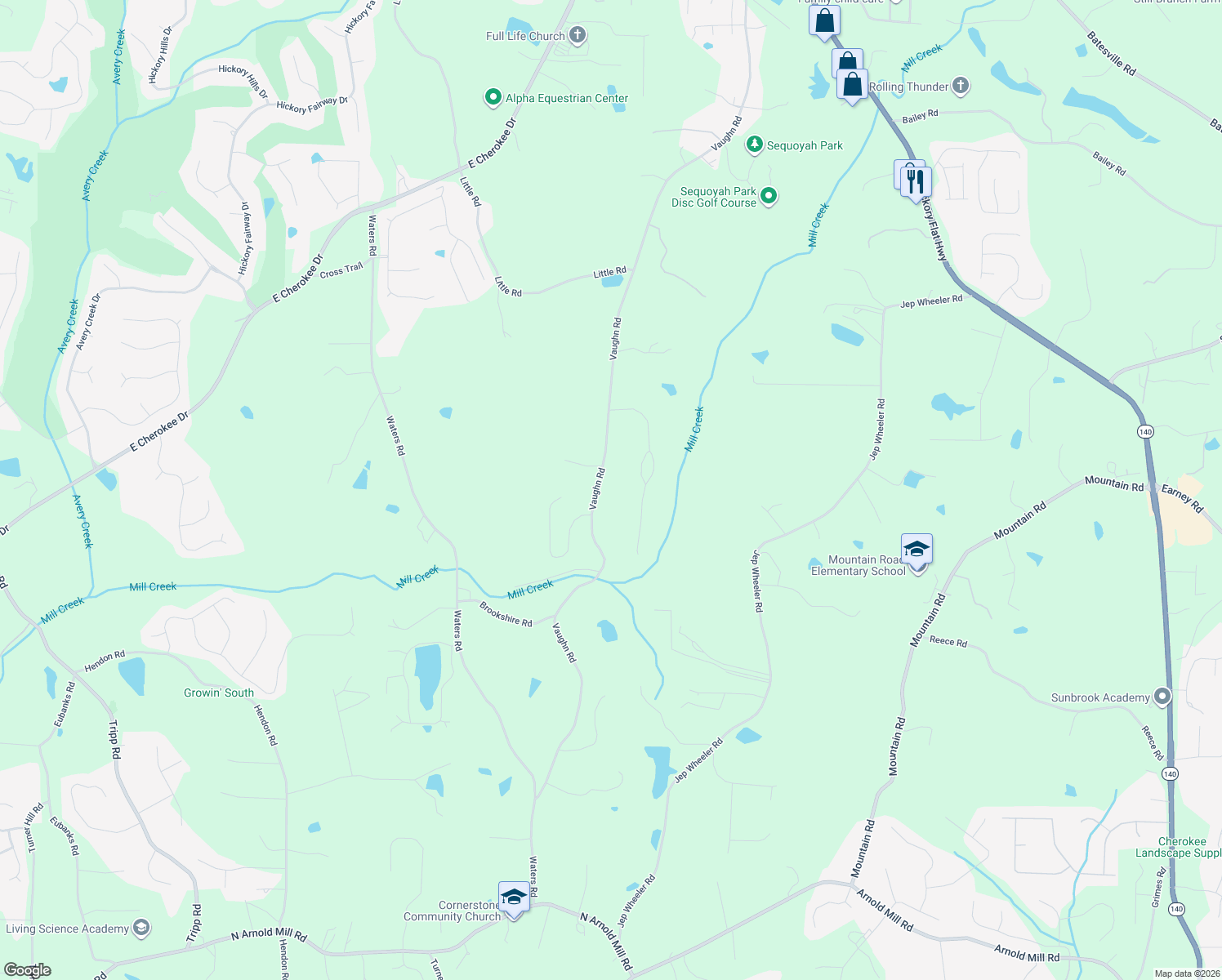 map of restaurants, bars, coffee shops, grocery stores, and more near 5680 Vaughn Road in Canton
