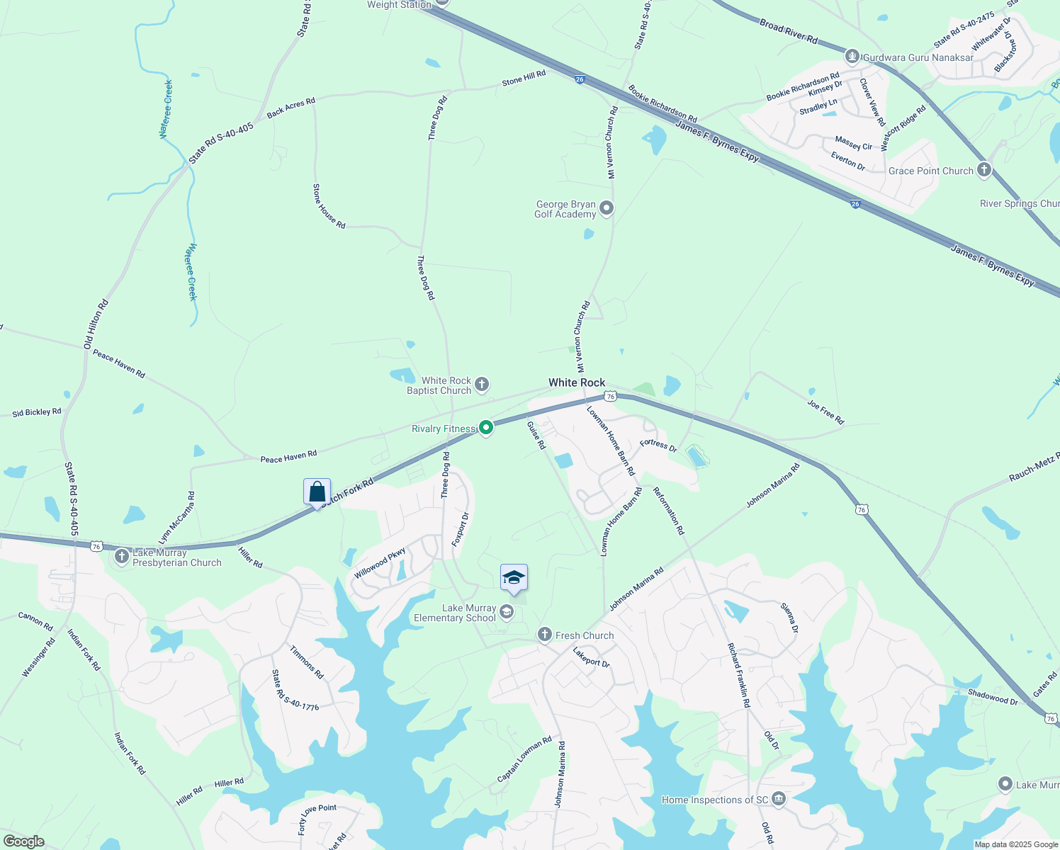 map of restaurants, bars, coffee shops, grocery stores, and more near 1006 Guise Road in Chapin