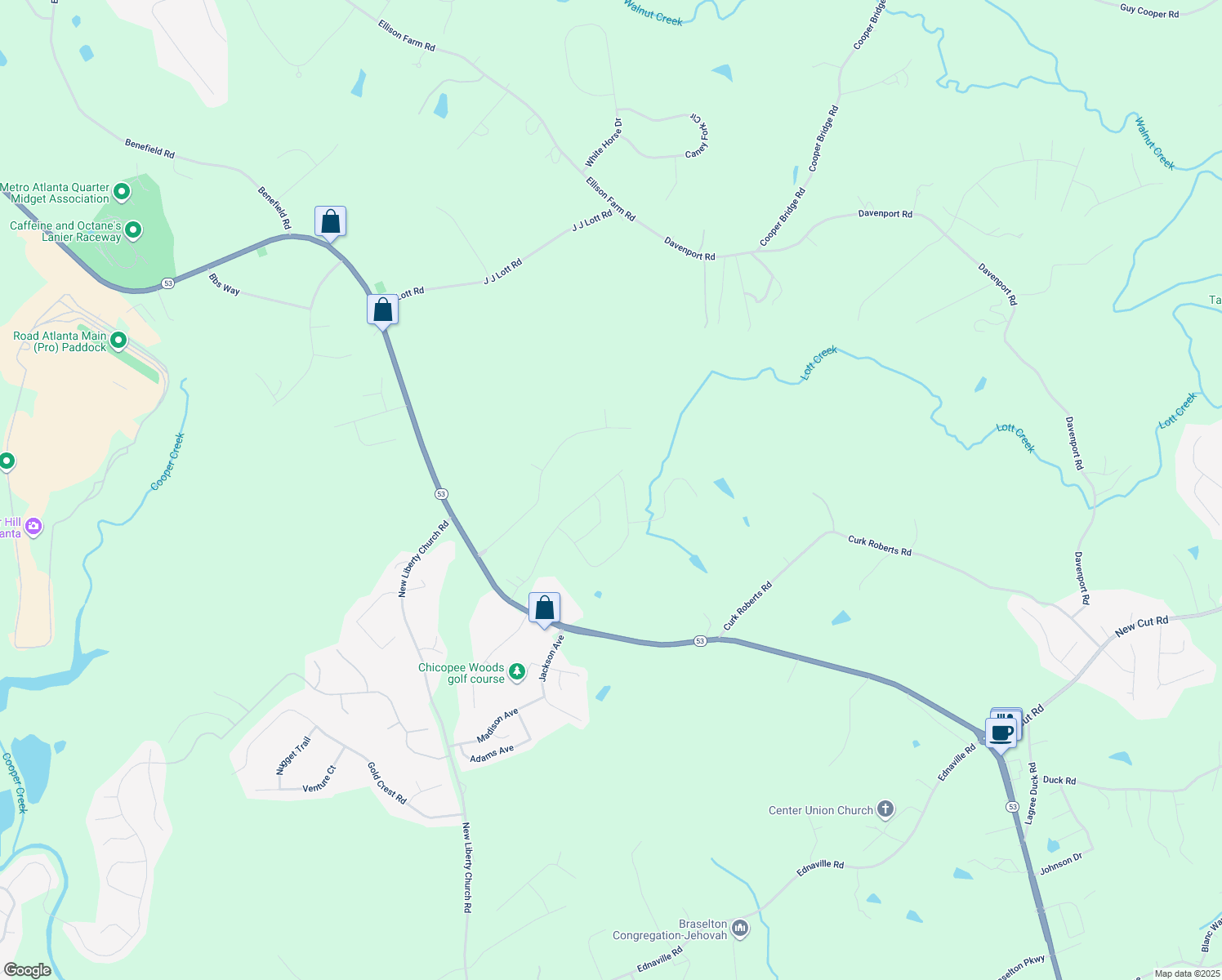 map of restaurants, bars, coffee shops, grocery stores, and more near 470 Hellen Valley Drive in Braselton