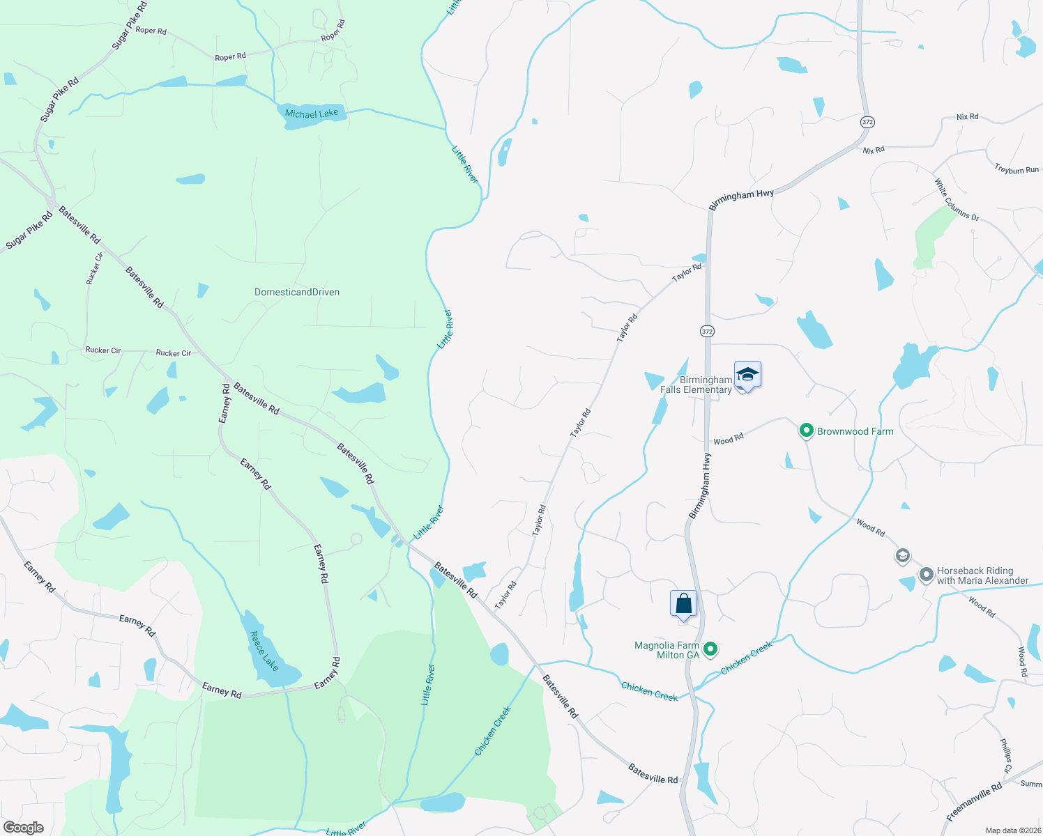 map of restaurants, bars, coffee shops, grocery stores, and more near 353 Taylor Glen Drive in Alpharetta
