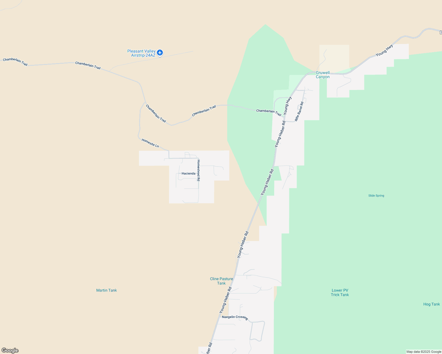 map of restaurants, bars, coffee shops, grocery stores, and more near 73 Cabin Lane in Young