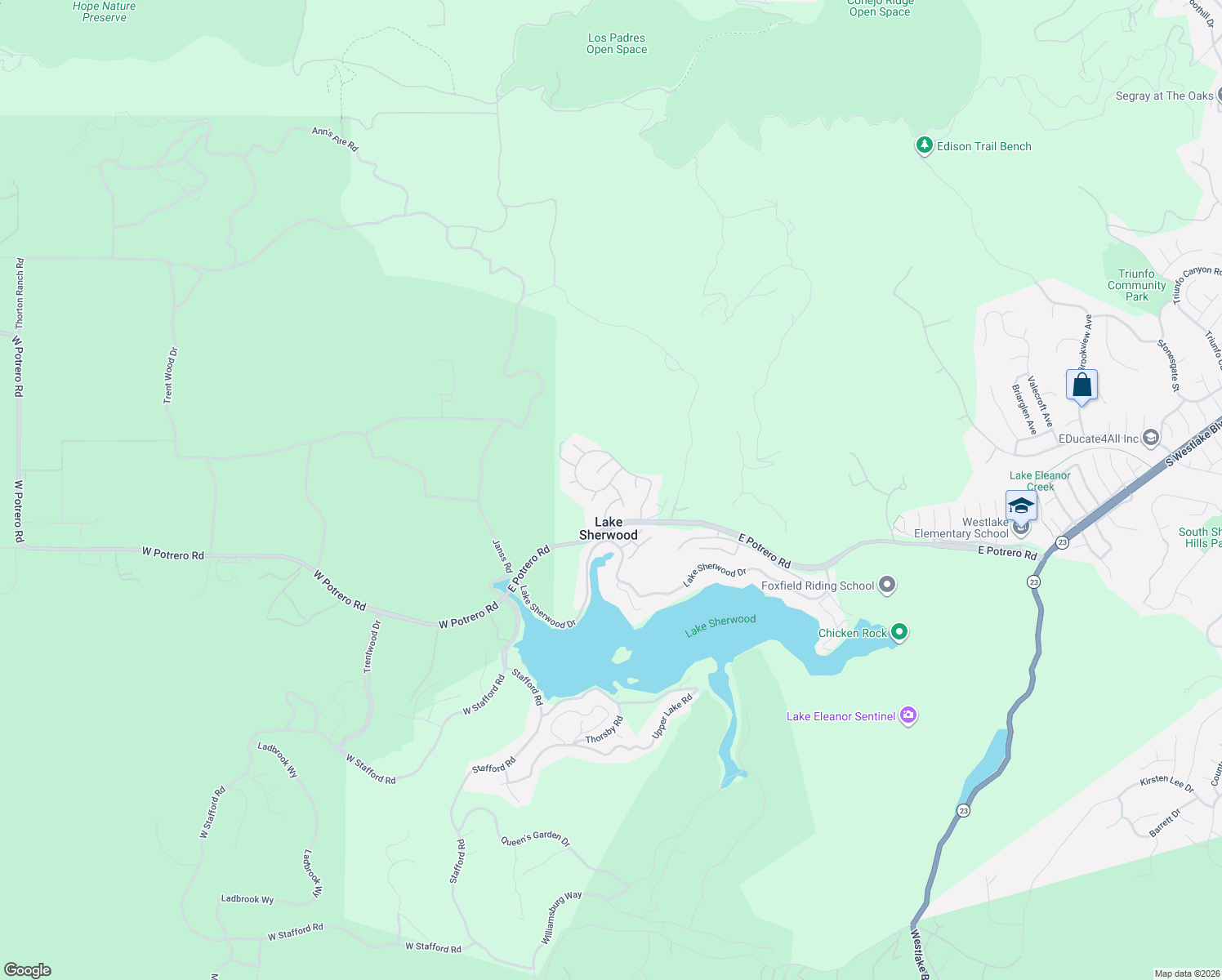 map of restaurants, bars, coffee shops, grocery stores, and more near 1706 Abbotsbury Street in Westlake Village