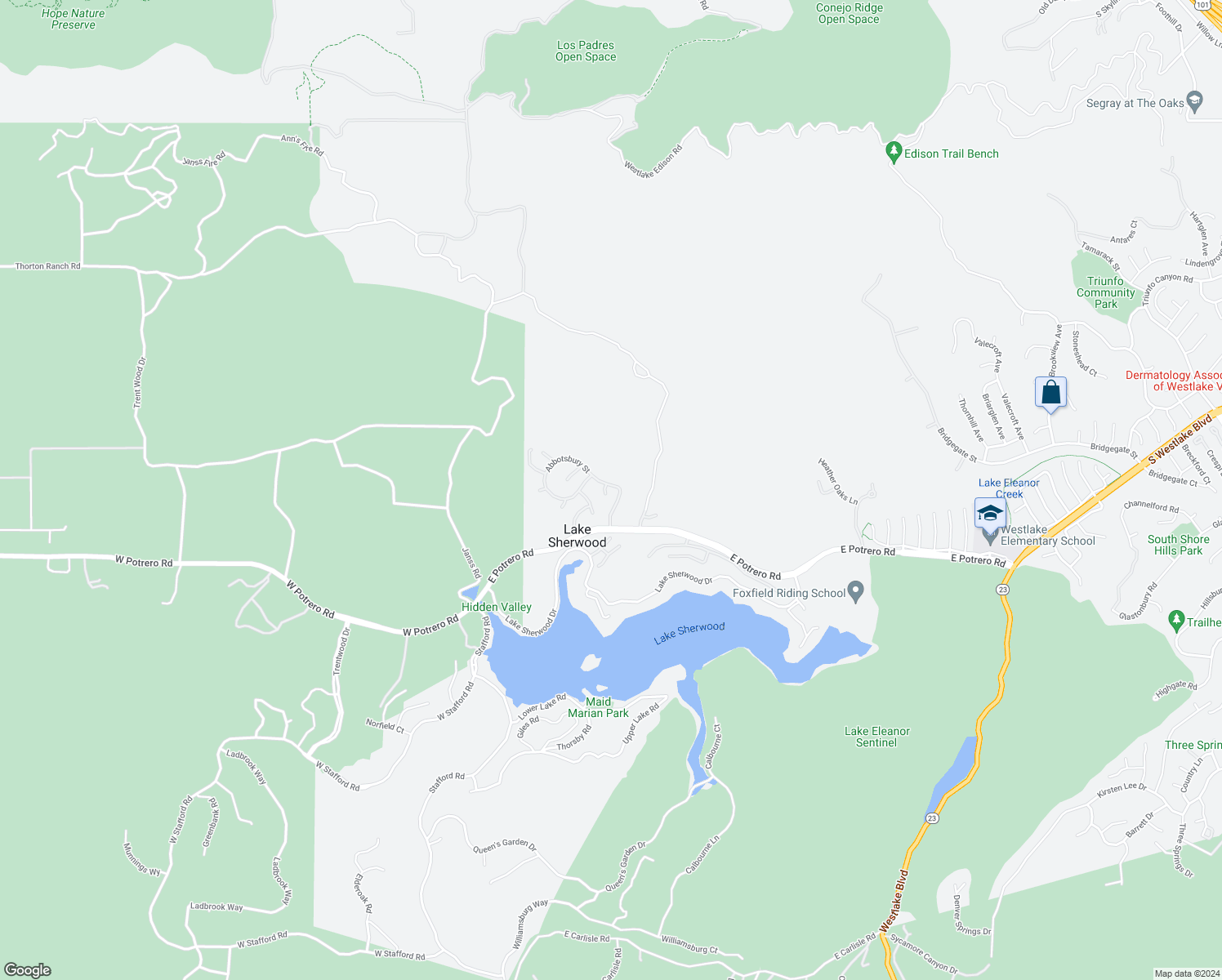 map of restaurants, bars, coffee shops, grocery stores, and more near 1616 Oakcottage Court in Ventura County