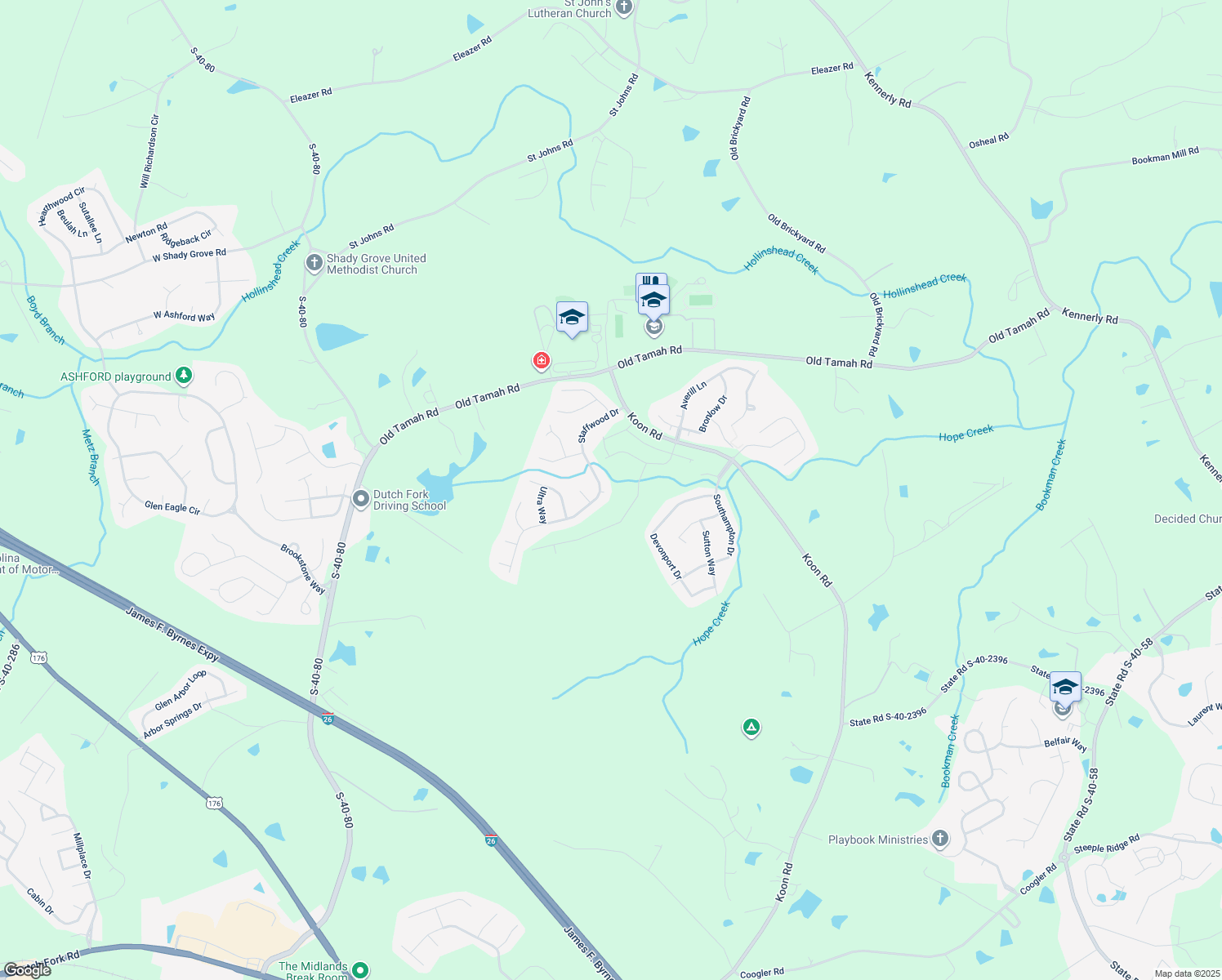 map of restaurants, bars, coffee shops, grocery stores, and more near 213 Staffwood Drive in Irmo