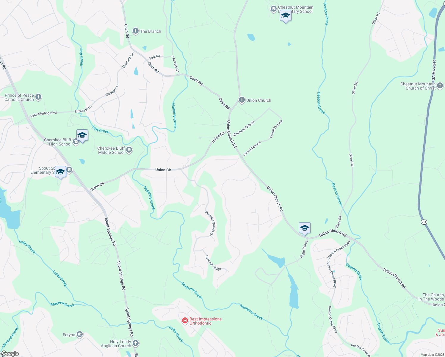 map of restaurants, bars, coffee shops, grocery stores, and more near 5360 Amber Cove Way in Flowery Branch